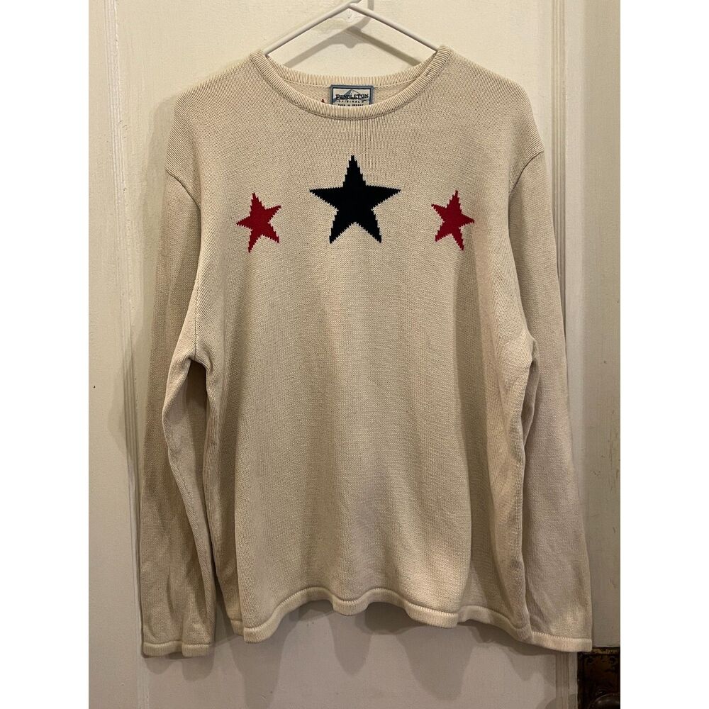 Pendleton White Knit Usa Star Pullover Sweater To… - image 2